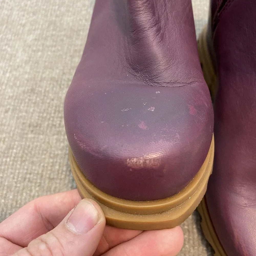 Sorel Boots‎ Womens Size 6.5 Purple Leather Wedge Ankle Zip Booties NL4509-602